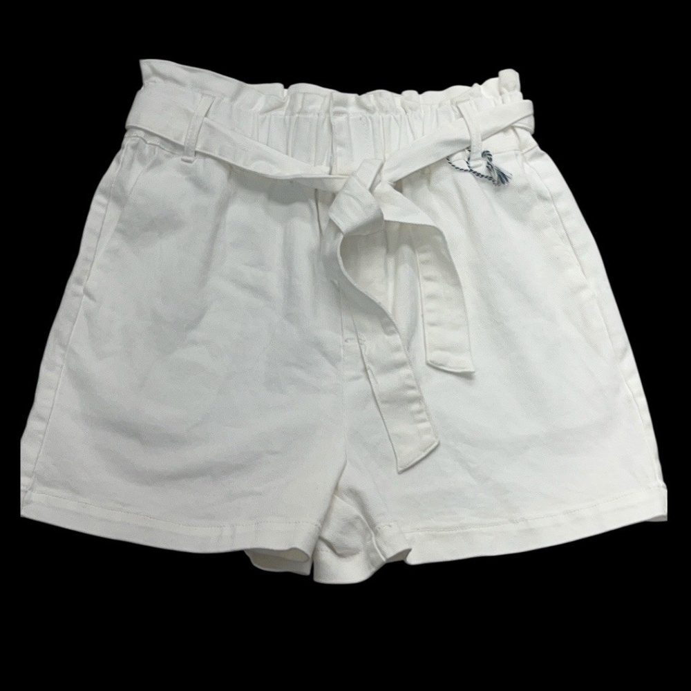 Draper James RSVP Women Paper Bag Shorts White S Belted Pockets Stretch Coastal